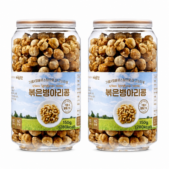 가족곳간 볶은 병아리콩 건강간식 무설탕간식 뻥튀기 무첨가 볶은곡물, 2개, 150g