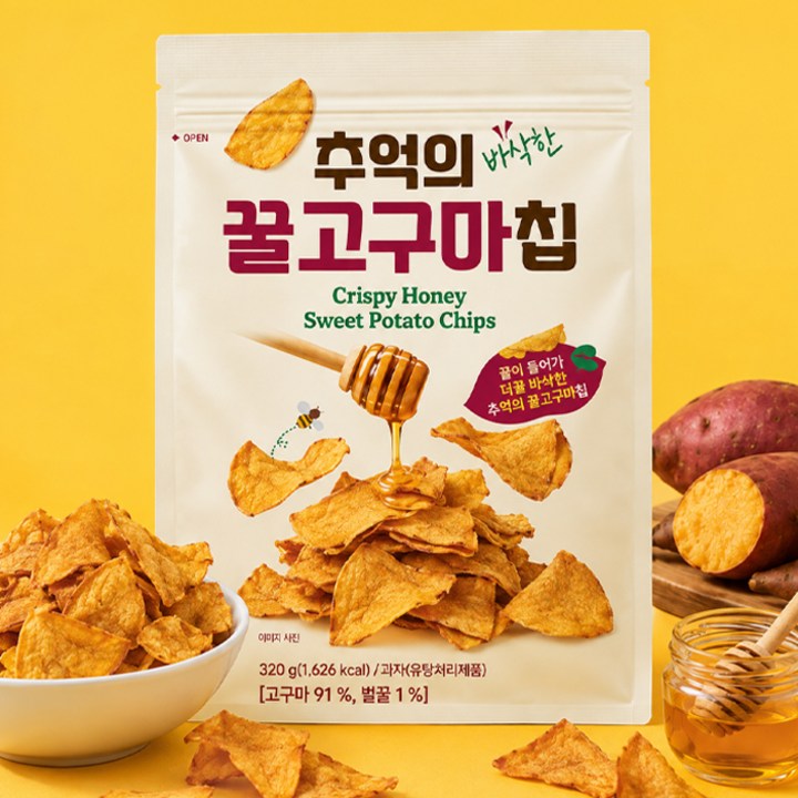 추억의 바삭한 꿀고구마칩 / 달콤바삭 꿀고구마, 4개, 320g