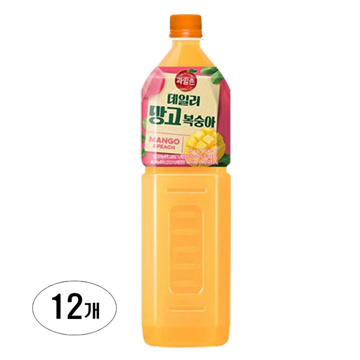 해태htb 과일촌 데일리 망고복숭아 주스, 12개, 1.5L