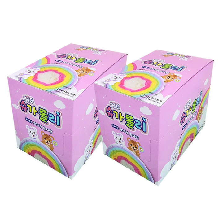 무지개 솜사탕 빅 슈가롤리 12g * 10개입 2박스 무지개 레인보우 어린이 간식, 120g, 2개