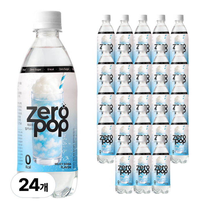 잇더핏 제로팝 밀키소다맛 애사비소다 제로 탄산음료, 24개, 500ml