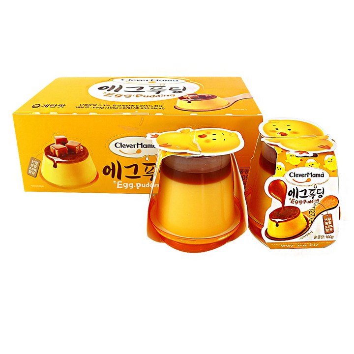(배터짐)CIeverMama 계란우유맛 에그푸딩 젤리 카라멜 한곽100g 6개개입, 1개, 600g