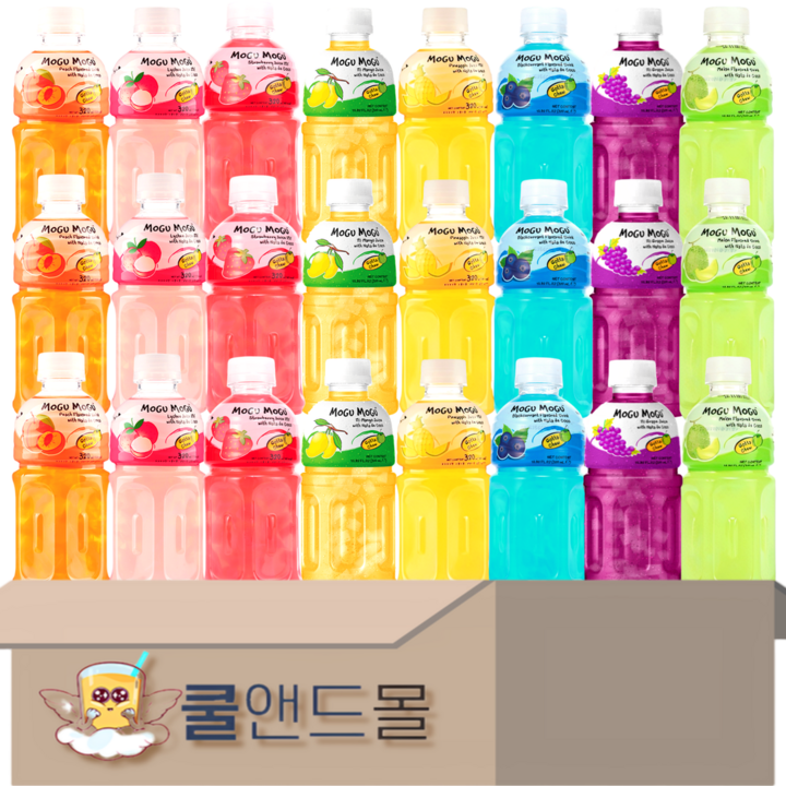 [쿨앤드몰] 모구모구 8종 복숭아+리치+딸기+망고+파인애플+블랙커런트+포도+멜론, 24개, 320ml