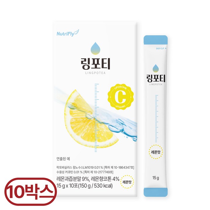 링포티 에너지 수분 충전 레몬맛 특허유산균 함유, 10개, 110g