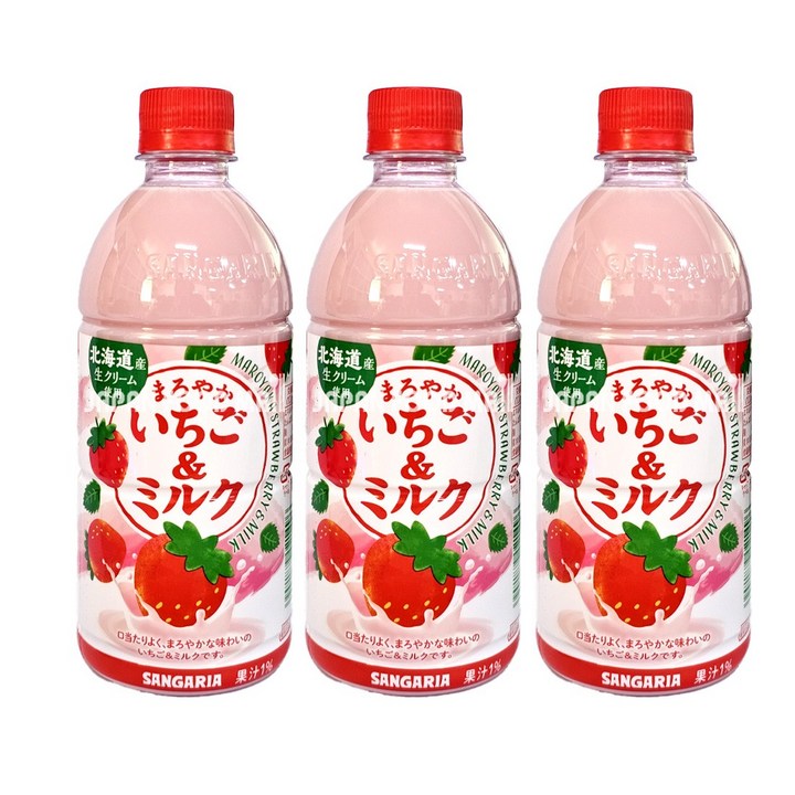 산가리아 딸기 & 밀크 우유, 500ml, 3개