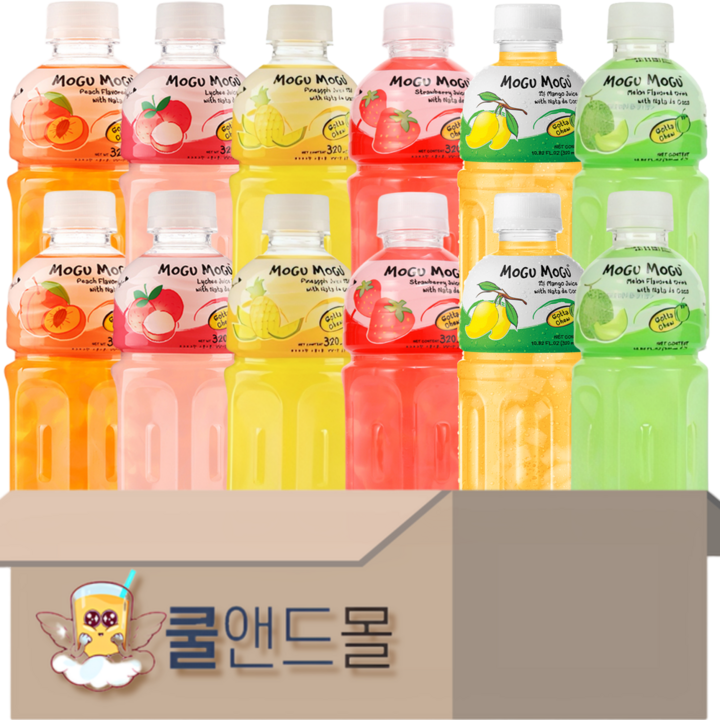 [쿨앤드몰] 모구모구 6종혼합 복숭아4+리치4+파인애플4+딸기4+망고4+멜론4, 12개, 320ml
