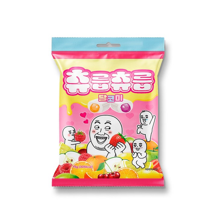 츄릅츄릅 말랑 쫀득 과일맛잼 이모티콘 츄잉캔디 츄릅츄릅 달코미 75g 24개