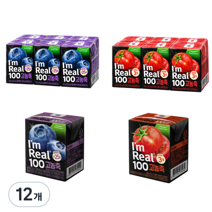 아임리얼100 고농축 블루베리 + 토마토, 12개, 120ml