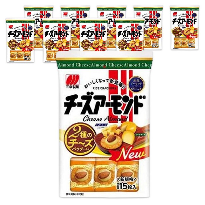 산코세이카 치즈아몬드 쌀과자 15개입, 65g, 10개