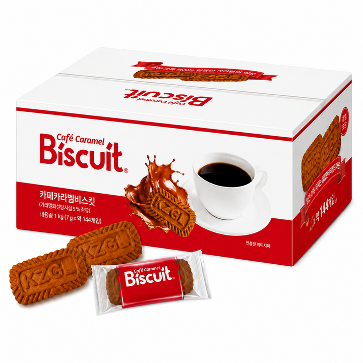 카페 카라멜 비스킷 대용량 개별포장 커피과자 144개입 간식, 1개, 1kg