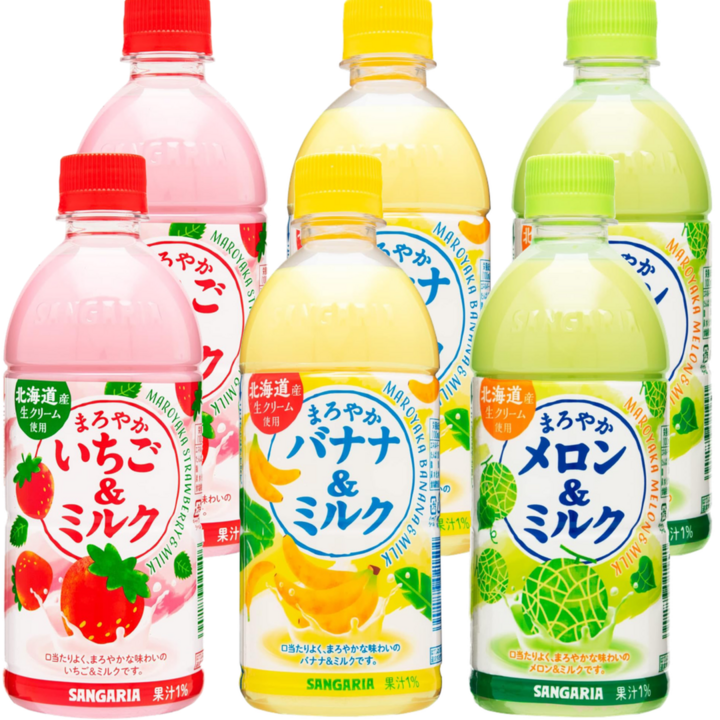 [당일출고] 산가리아 마로야카 3가지맛 딸기+바나나+멜론, 6개, 500ml