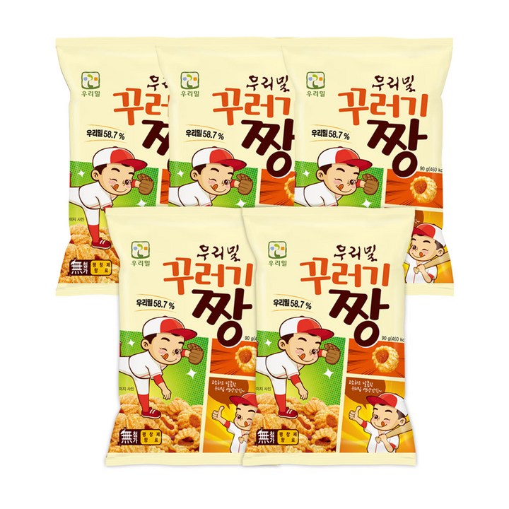 우리밀 꾸러기짱 스낵 과자 90g 5봉, 5개