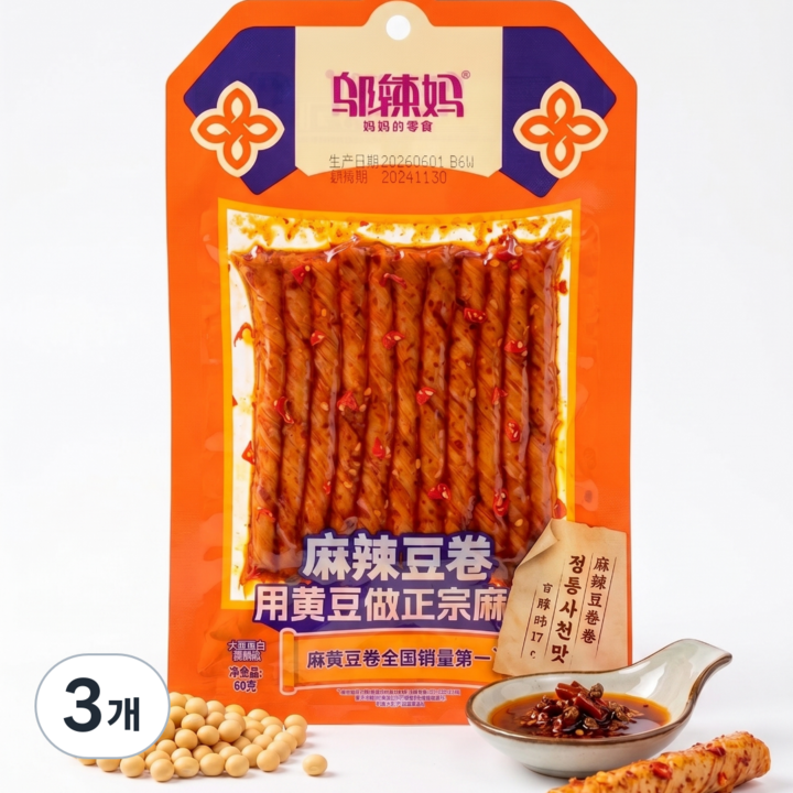 콩고기 쫀드기 마라맛, 3개, 60g