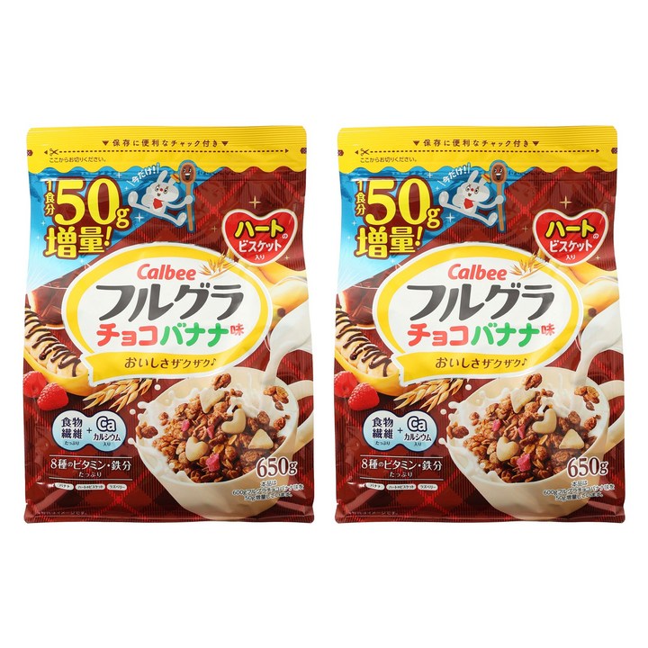 가루비 후루구라 초코바나나 맛 하트 비스켓 포함 지퍼백 타입, 600g, 2개