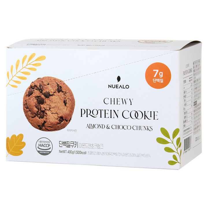 누알로 꾸덕한 단백질 쿠키 아몬드 앤 초코 청크 맛, 1개, 400g