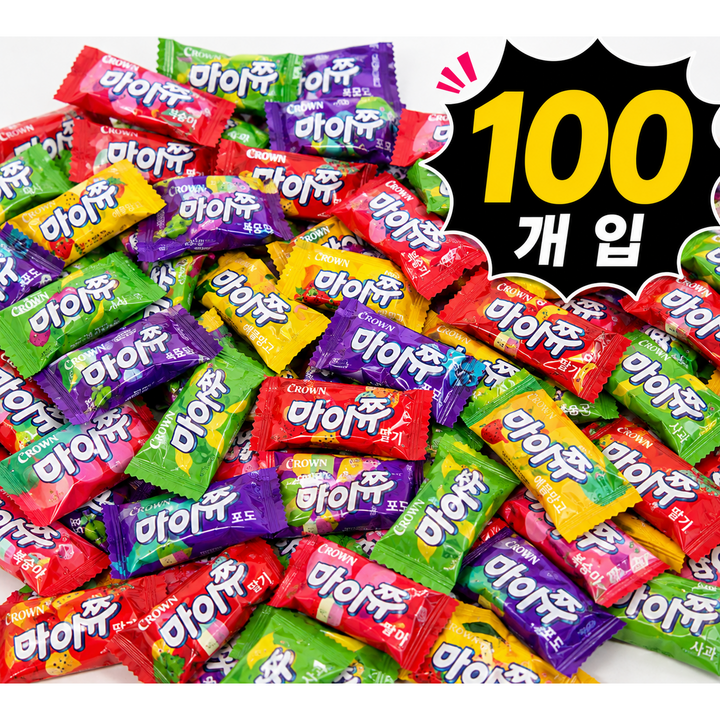 시로샵 크라운 마이쮸 대용량 네가지 맛, 4g, 100개
