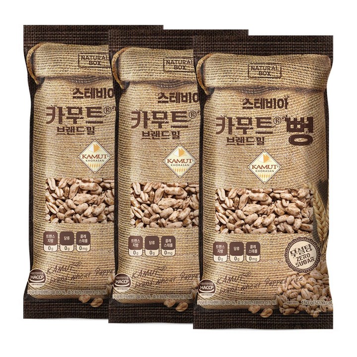 내추럴박스 카무트 뻥 무설탕, 150g, 3개