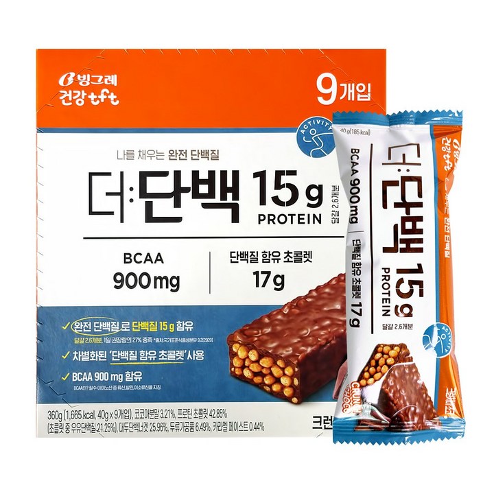 더단백 크런치바 초코, 40g, 9개