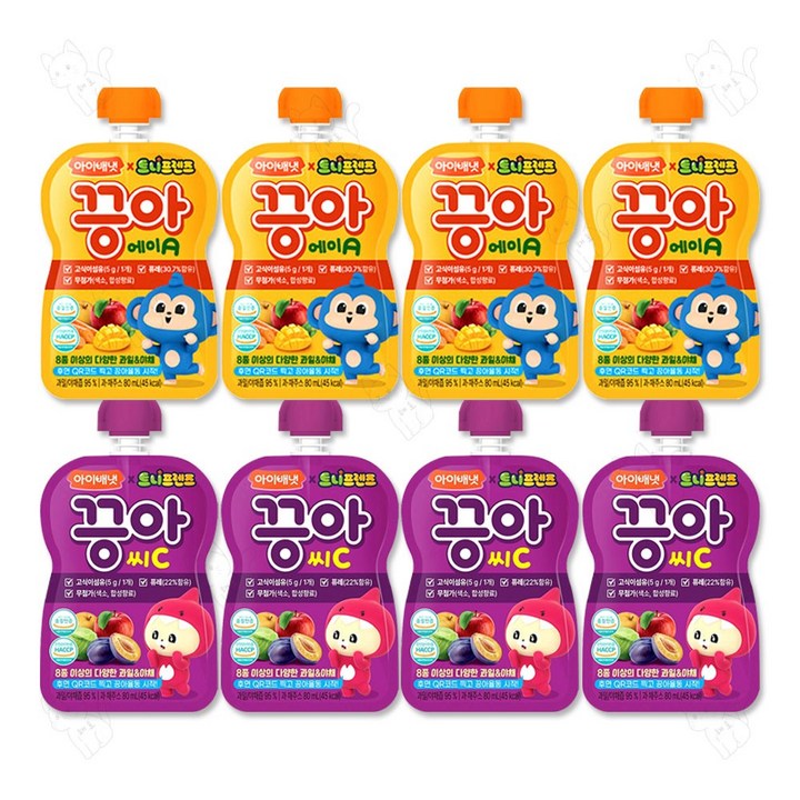아이배냇 끙아 과일야채주스 2종 에이A + 씨C, 80ml, 8개