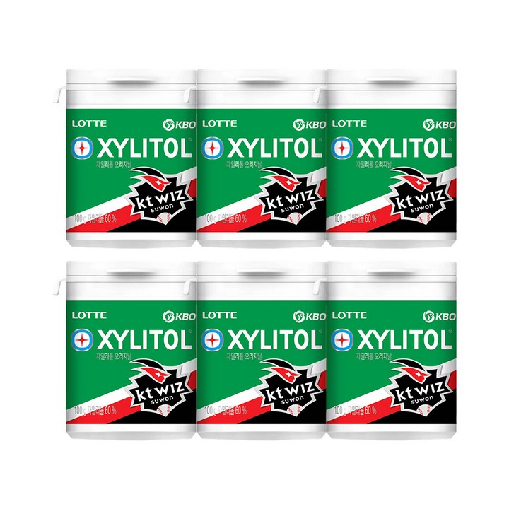 롯데자일리톨 KBO 오리지날 껌 KT 위즈, 100g, 6개