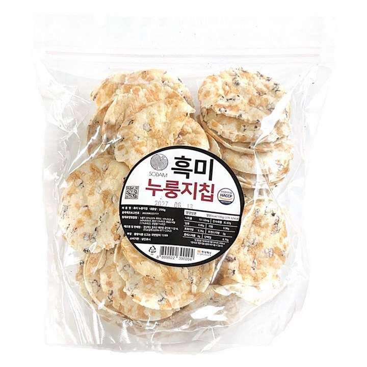 고소한 흑미 누룽지칩 건강식 다이어트 간식, 1개, 200g