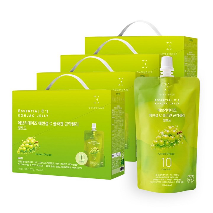 에브리데이즈 에센셜 C 콜라겐 곤약 젤리 청포도, 4박스, 150g