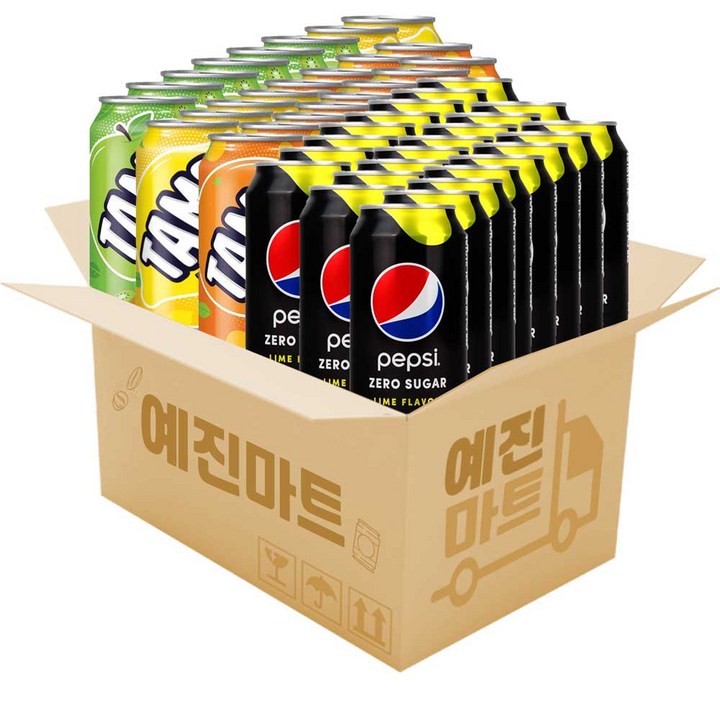 [예진마트] 펩시콜라 제로 라임 24+탐스제로 (오렌지12+사과키위6+레몬6), 1세트, 355ml