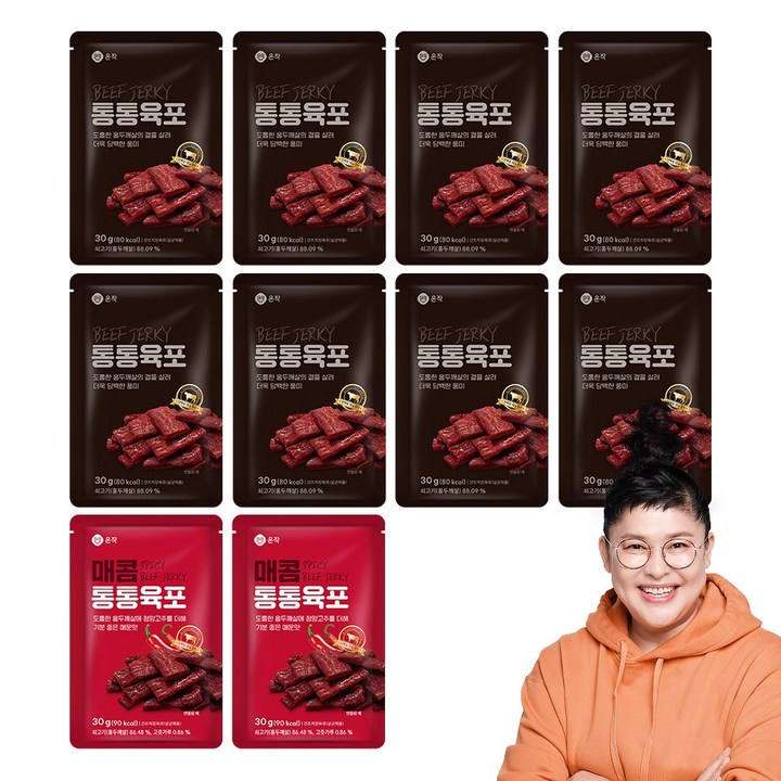 [온작]이영자 통통육포 8팩 + 매콤 통통육포 2팩 (총 10팩), 10개, 30g