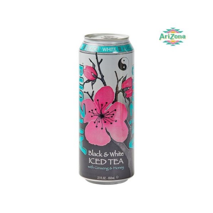 아리조나 블랙 앤 화이트 아이스드티 위드 진생 앤 허니, 12개, 650ml