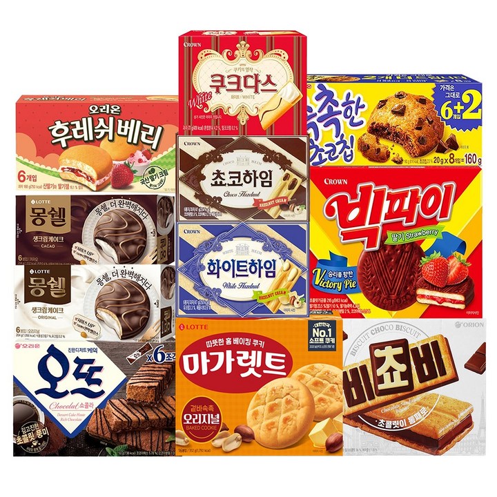 [천지스낵] 과자 11종 B세트 마가렛트 쿠크다스 초코하임 몽쉘 오뜨