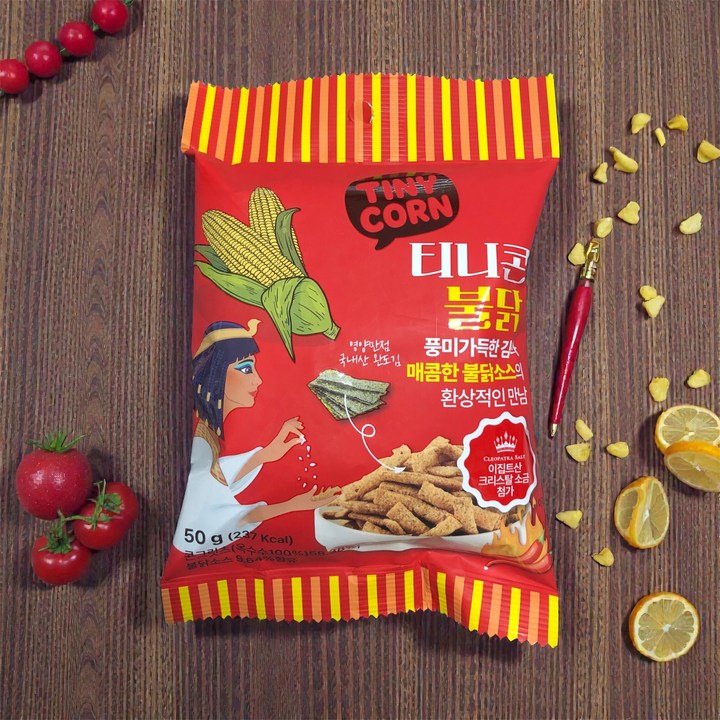 티니콘 불닭 바삭하고 매콤한 옥수수 콘스낵, 10개, 50g