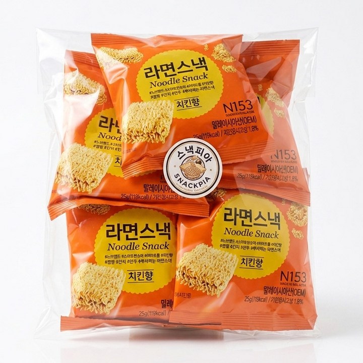 스낵피아 노브랜드 라면스낵과자 개별포장, 25g, 5개