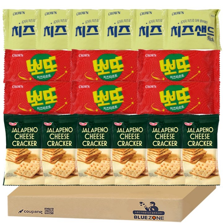 치즈크래커 3종 18개 세트 (치즈샌드24g+뽀또치즈23g+할라피뇨16g)x6, 1개