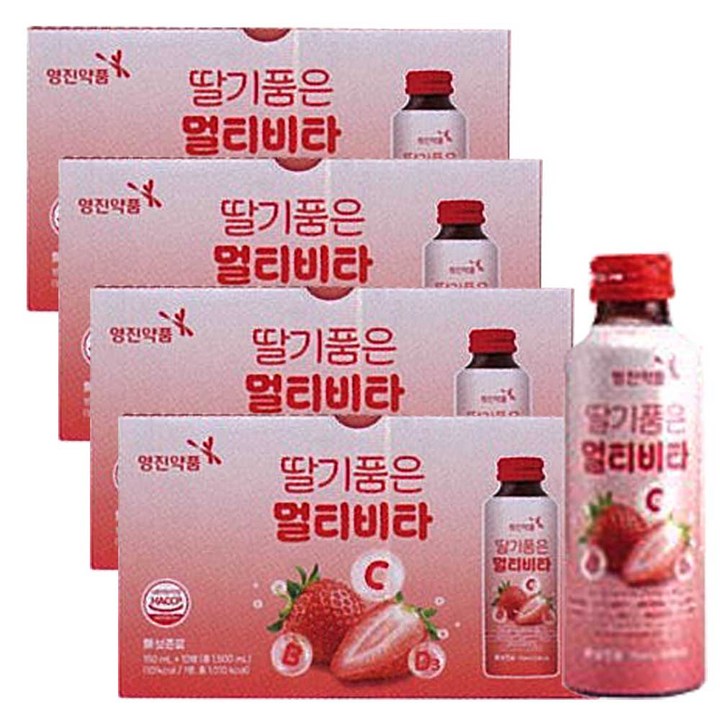 영진약품 딸기 품은 멀티 비타민C 비타민B 액상 데일리 건강 음료, 40개, 150ml