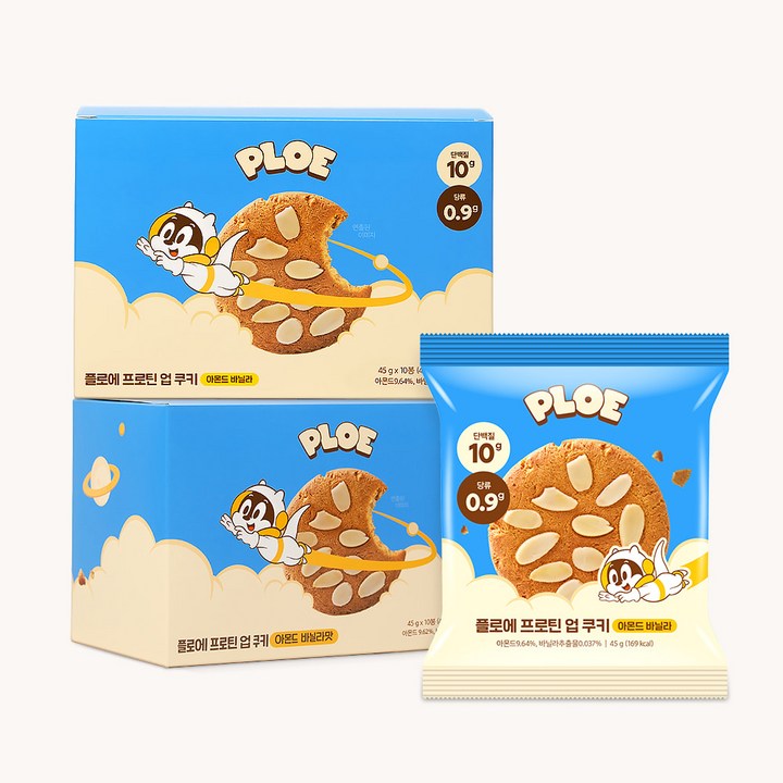 플로에 프로틴업 단백질 쿠키 아몬드 바닐라, 10개, 45g