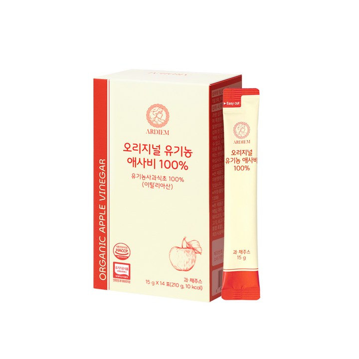 아르디엠 오리지널 유기농 애사비 100% 애플사이다비니거 스틱 14회분, 1개, 210ml