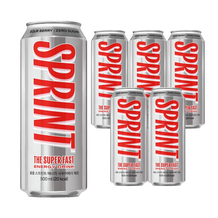 클룹 스프린트 에너지 사우어베리 제로 고카페인, 500ml, 6개