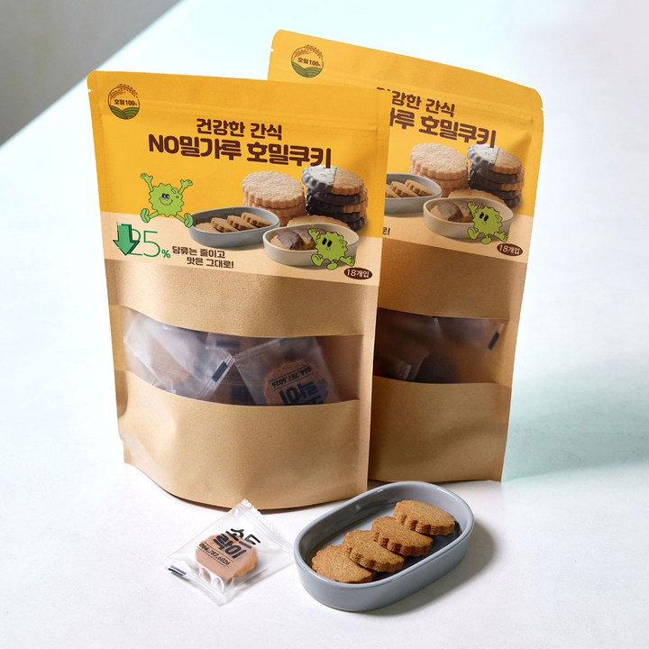 건강한 간식 NO밀가루 호밀쿠키(저당간식), 18개, 7g
