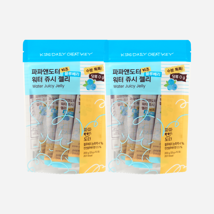 파파앤도터 키즈 워터 쥬시 젤리 10p, 2개, 200g, 블루베리맛