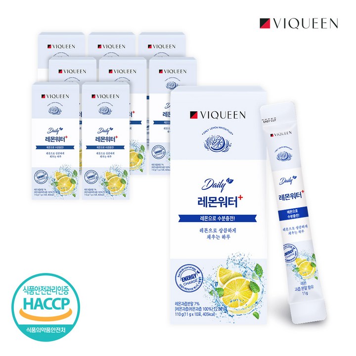 바이퀸 데일리 레몬워터 플러스 레몬 분말 수분 충전 에너지 음료 포도당 스틱 레몬맛, 110g, 9개