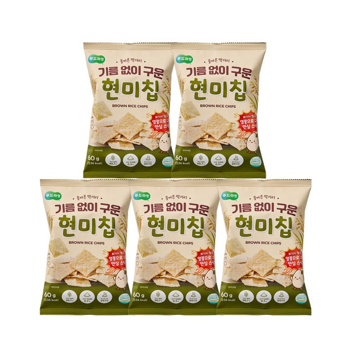 푸드라잇 기름없이 구운 현미칩, 5개, 60g