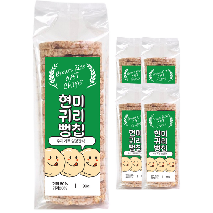 현미 귀리 뻥칩, 90g, 5개