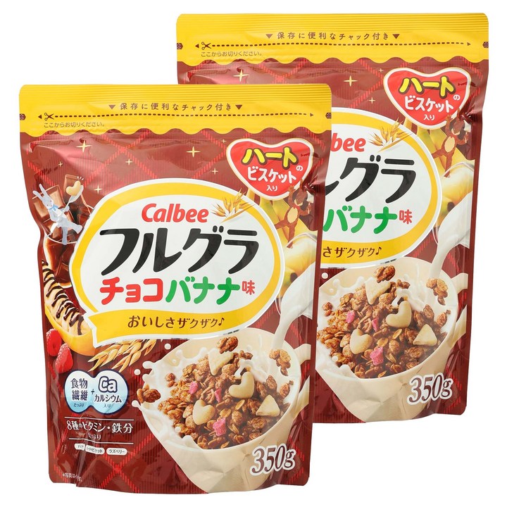 가루비 후루구라 초코바나나 맛 하트 비스켓 포함 지퍼백 타입, 350g, 2개