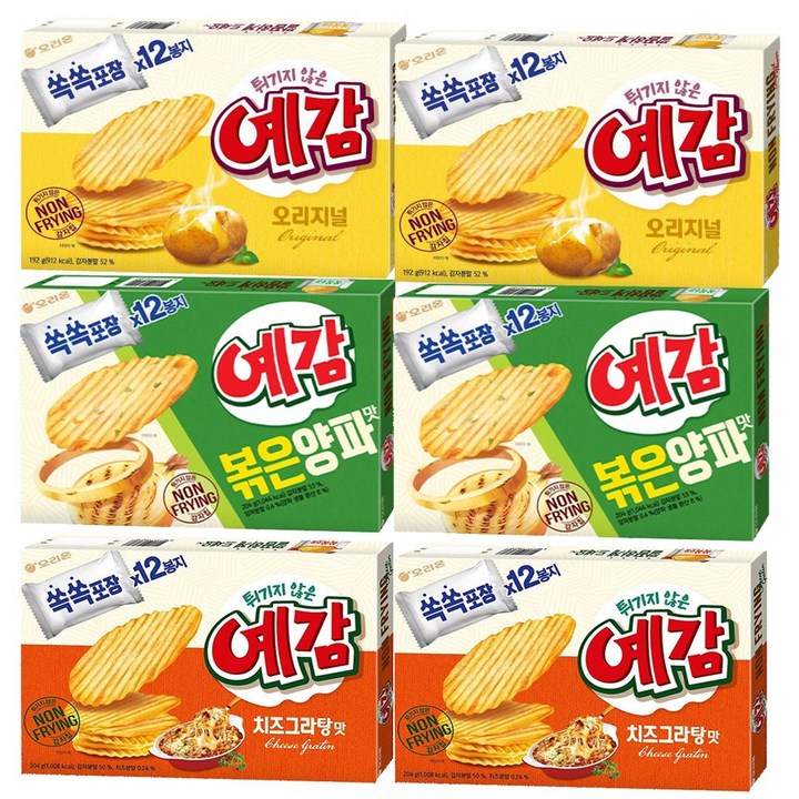 오리온 예감 오리지널 192g+치즈그라탕 204g+볶음양파맛 204g[총3개], 600g, 2세트