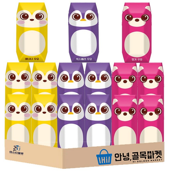 [안녕골목마켓] 파스퇴르 어린이 우유 125ml 꼬미루미 바나나5개 딸기5개 믹스베리5개 3종 총15개, 15개
