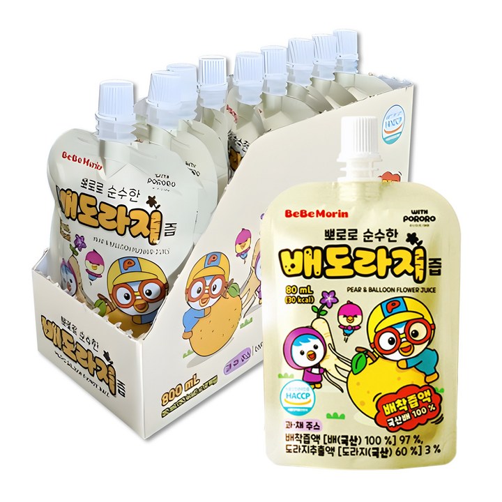 베베모린 뽀로로 순수한 배도라지즙, 40개, 80ml
