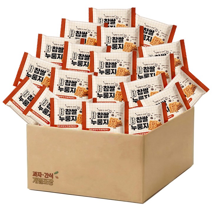 무가당 찹쌀 누룽지 과자 설탕 당류 무첨가 간식 개별포장, 20개, 24g