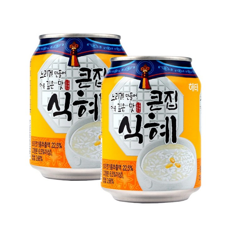 해태음료 느리게 만들어 더욱 깊은 맛 큰집 식혜, 238ml, 12개