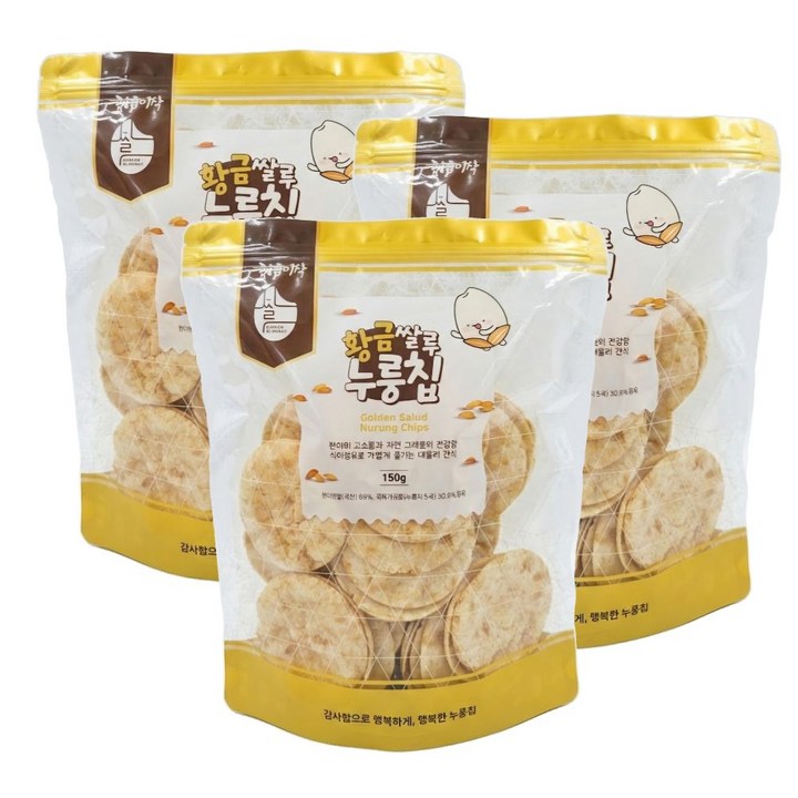 [파이토메이드] 황금이삭 황금 쌀루 누룽지과자, 3개, 150g