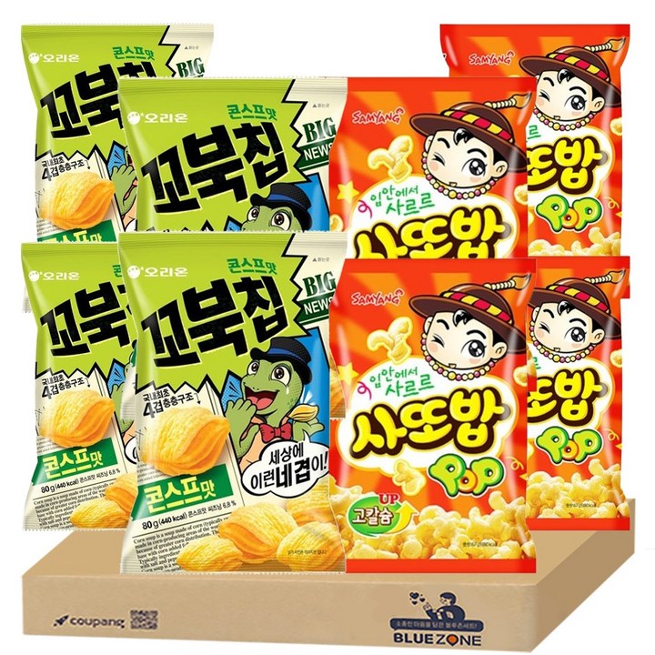 블루존 옥수수 과자 2종 (꼬북칩65g + 사또밥67g ), 1개, 65 g + 67 g